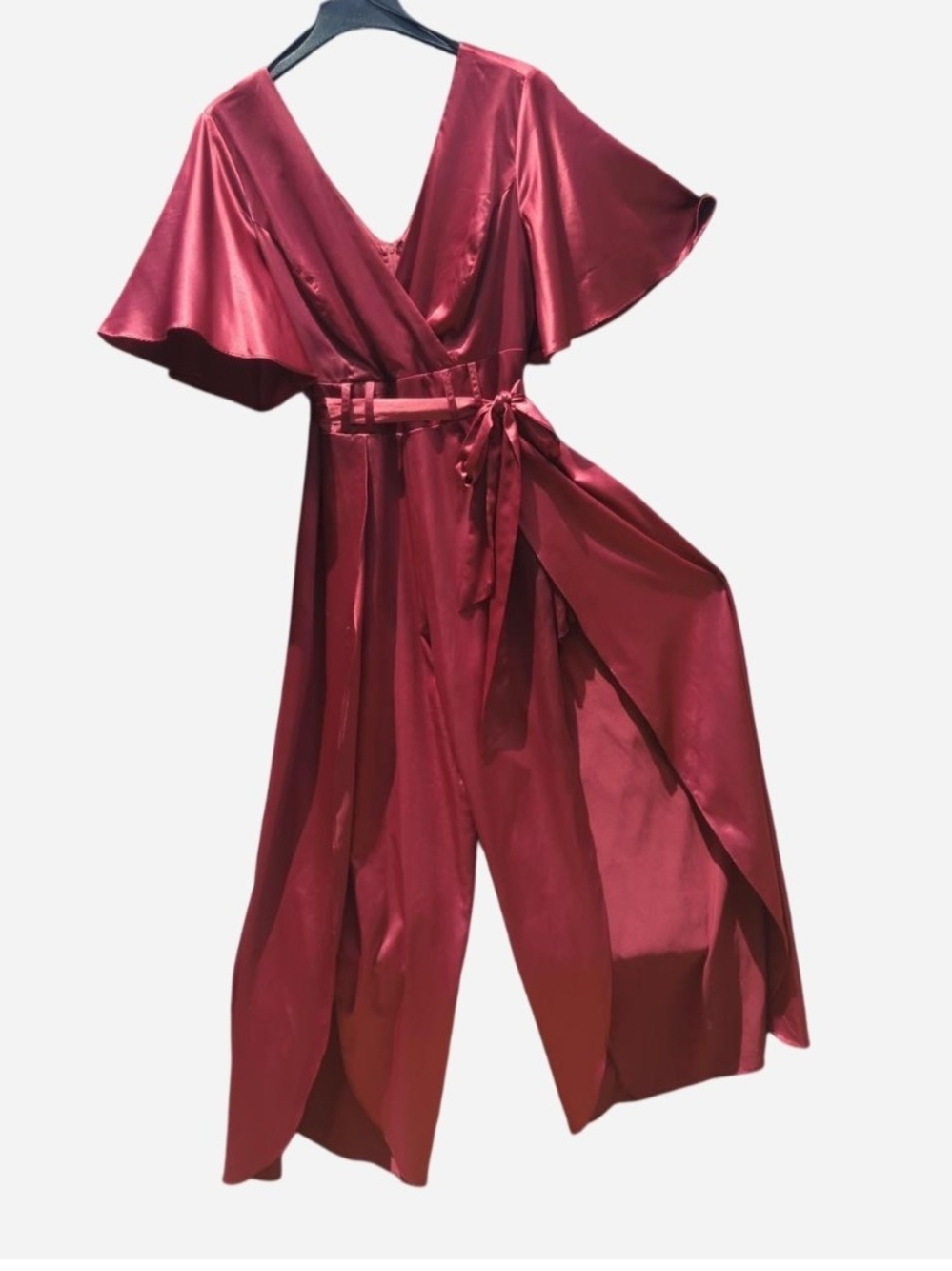 PremierAmour Burgundy Satin Jumpsuit Sz 16
